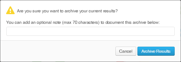 The Archive Data Popup Dialog.