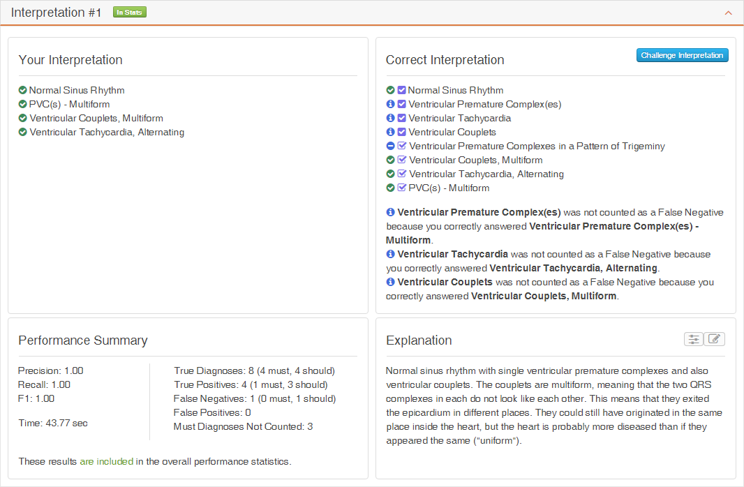 The Results Section with a Single Interpretation