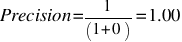Precision = 1 / (1 + 0) = 1.00